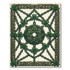 Intricate Celtic Knotwork Emerald Clover Emblem Rug
