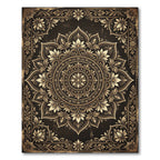 Ornate Gold Floral Mandala Medallion Rug