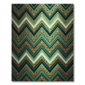 Emerald Teal Gold Chevron Accents Rug