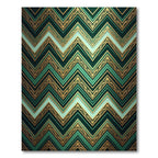 Emerald Teal Gold Chevron Accents Rug