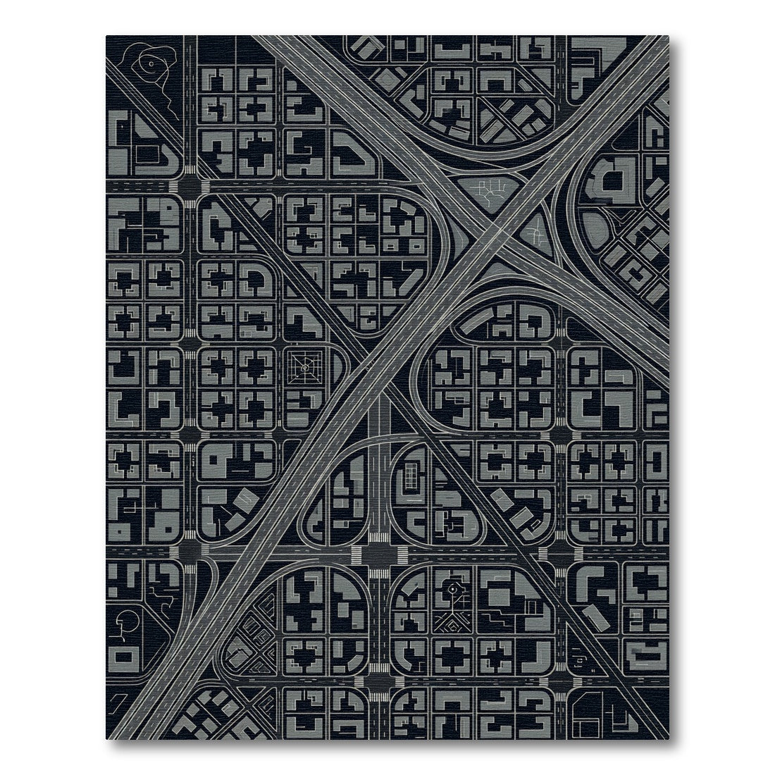 Urban Highway Gray Cityscape Overlay Rug