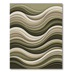 Modern Olive Green Abstract Flowing Waves Rug