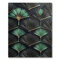 Elegant Black and Mint Fan Art Rug