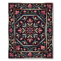 Dark Burgundy Pomegranate Floral Medallion Rug