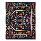Dark Burgundy Pomegranate Floral Medallion Rug