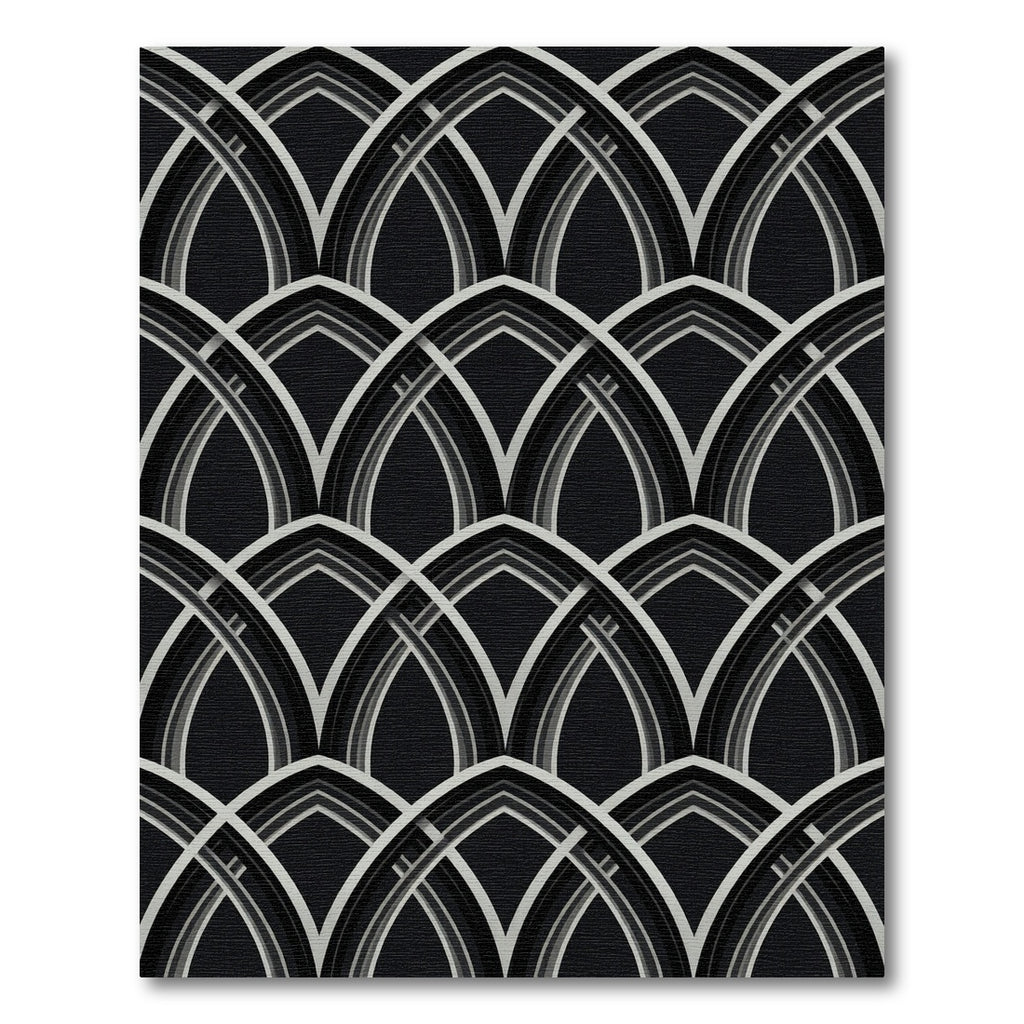 Art Deco Black White Interlocking Arches Rug