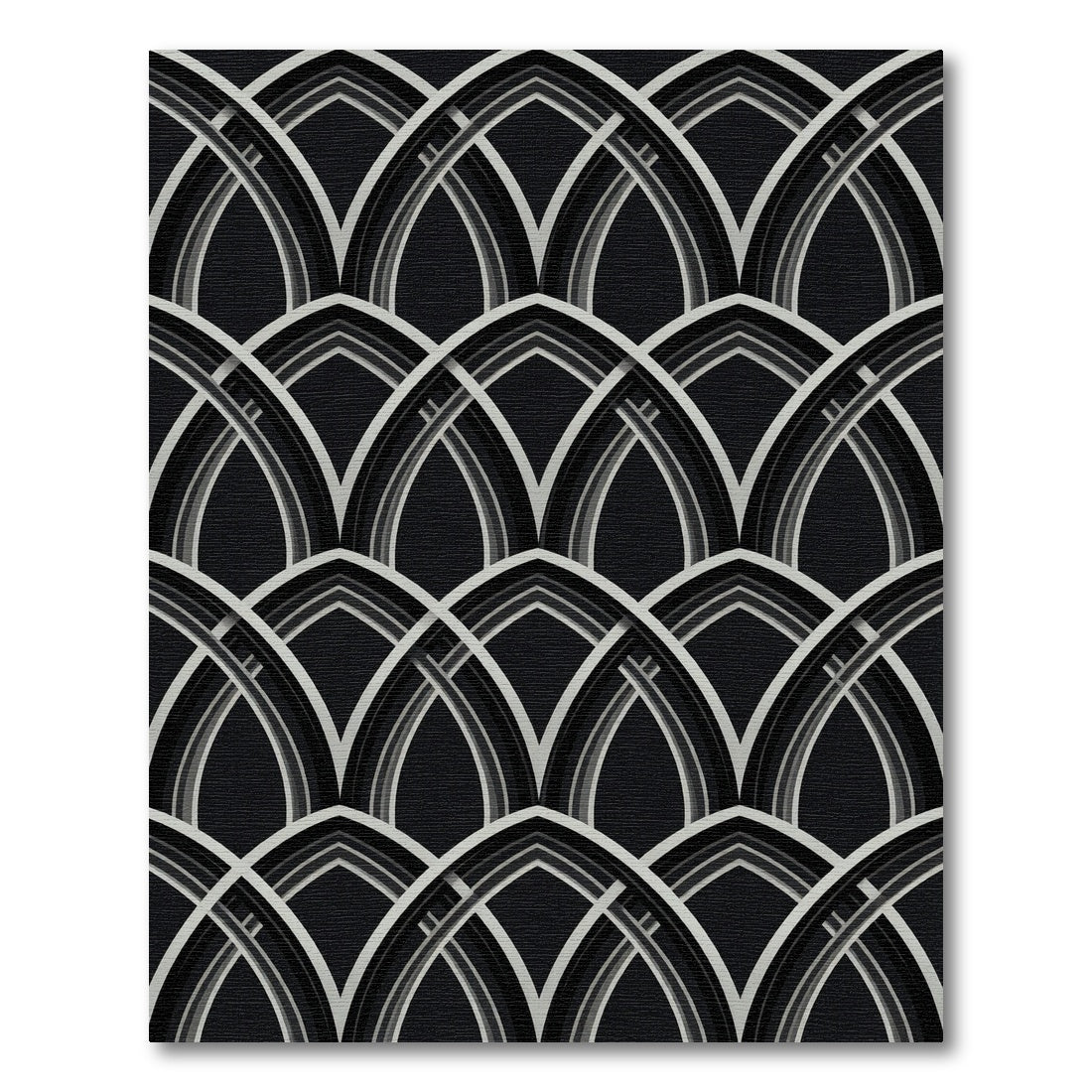 Art Deco Black White Interlocking Arches Rug