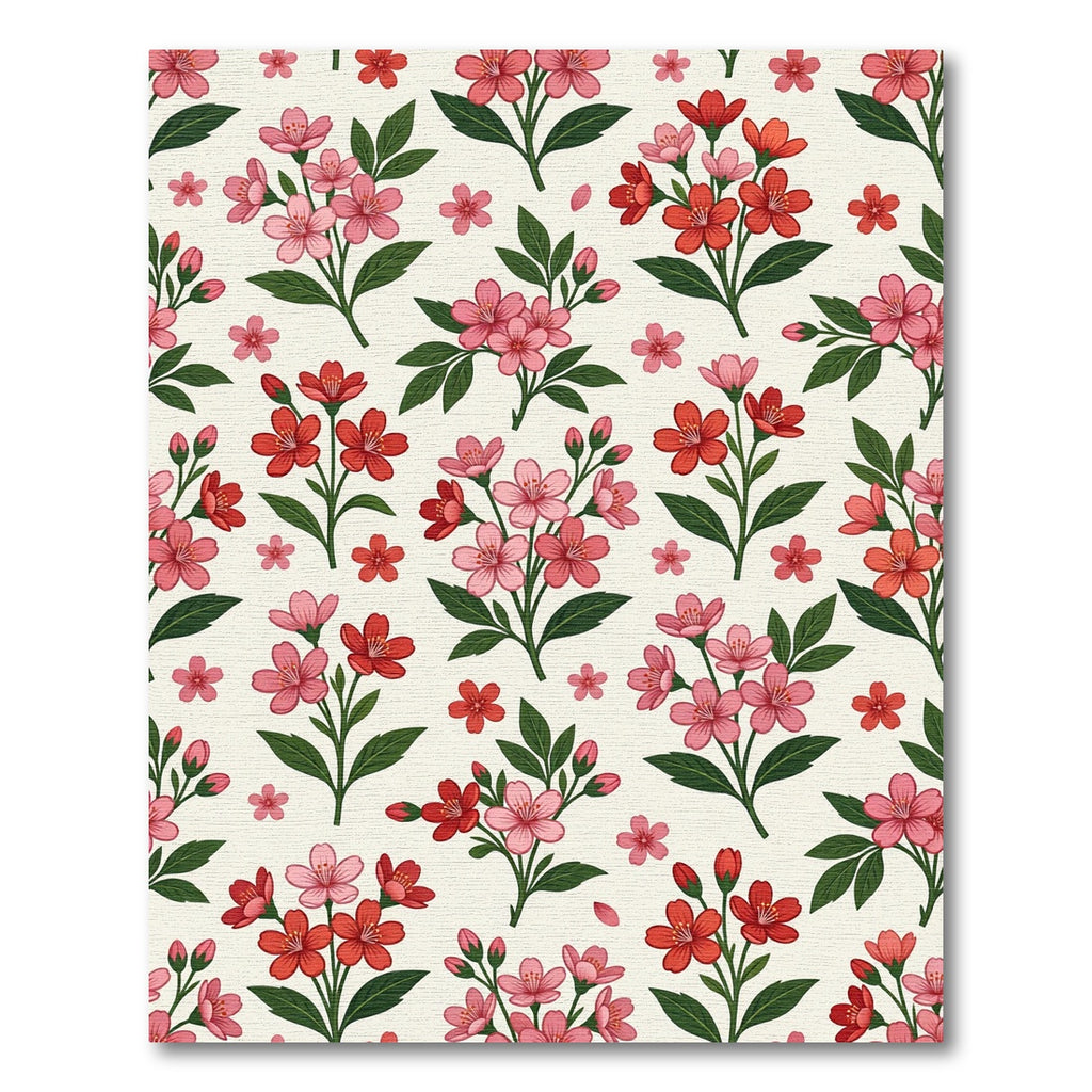 Pink Red Floral Sprig Garden Rug