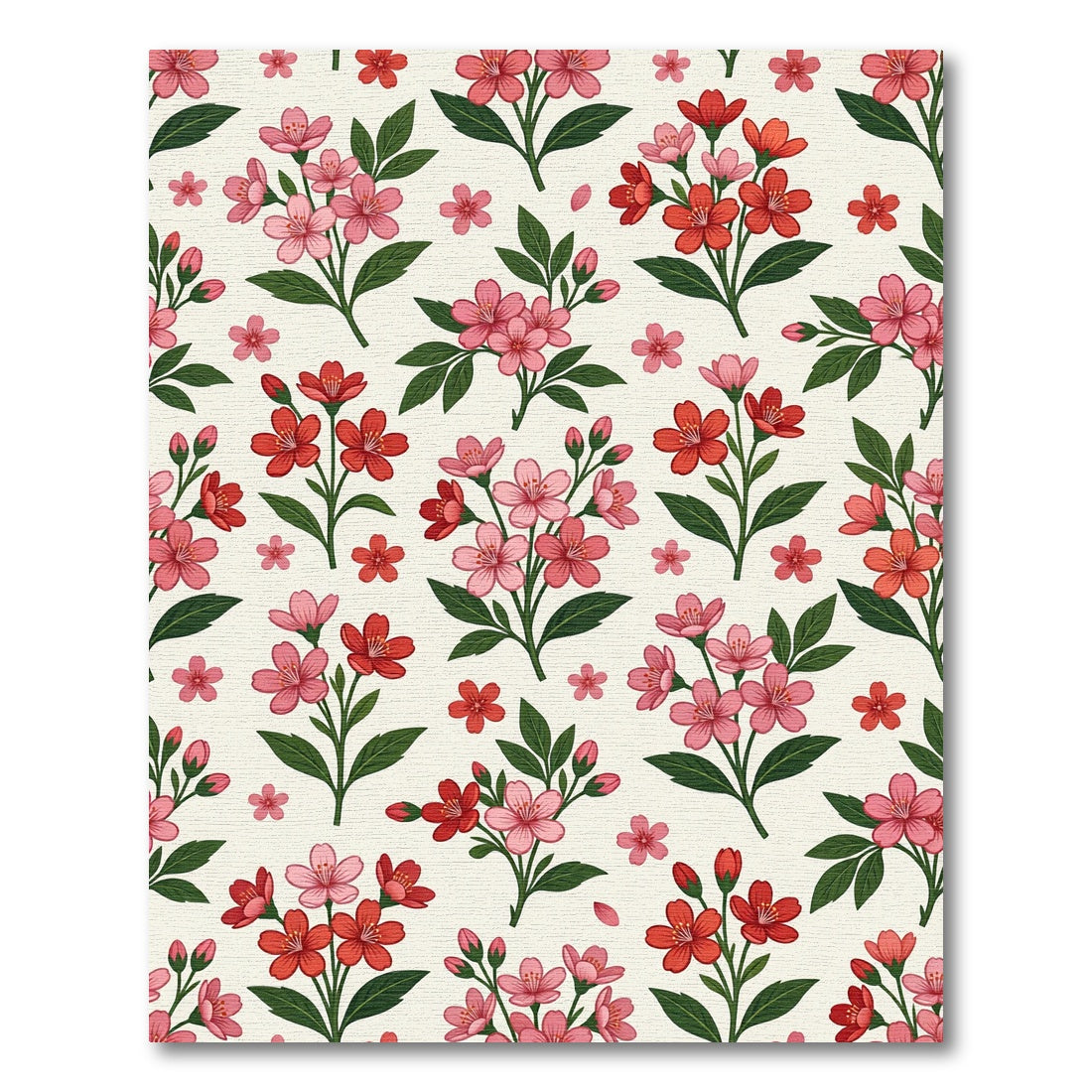 Pink Red Floral Sprig Garden Rug