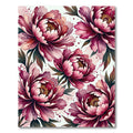 Deep Crimson Peony Watercolor Floral Rug