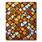 Rustic Orange Cracked Geometric Tiling Rug
