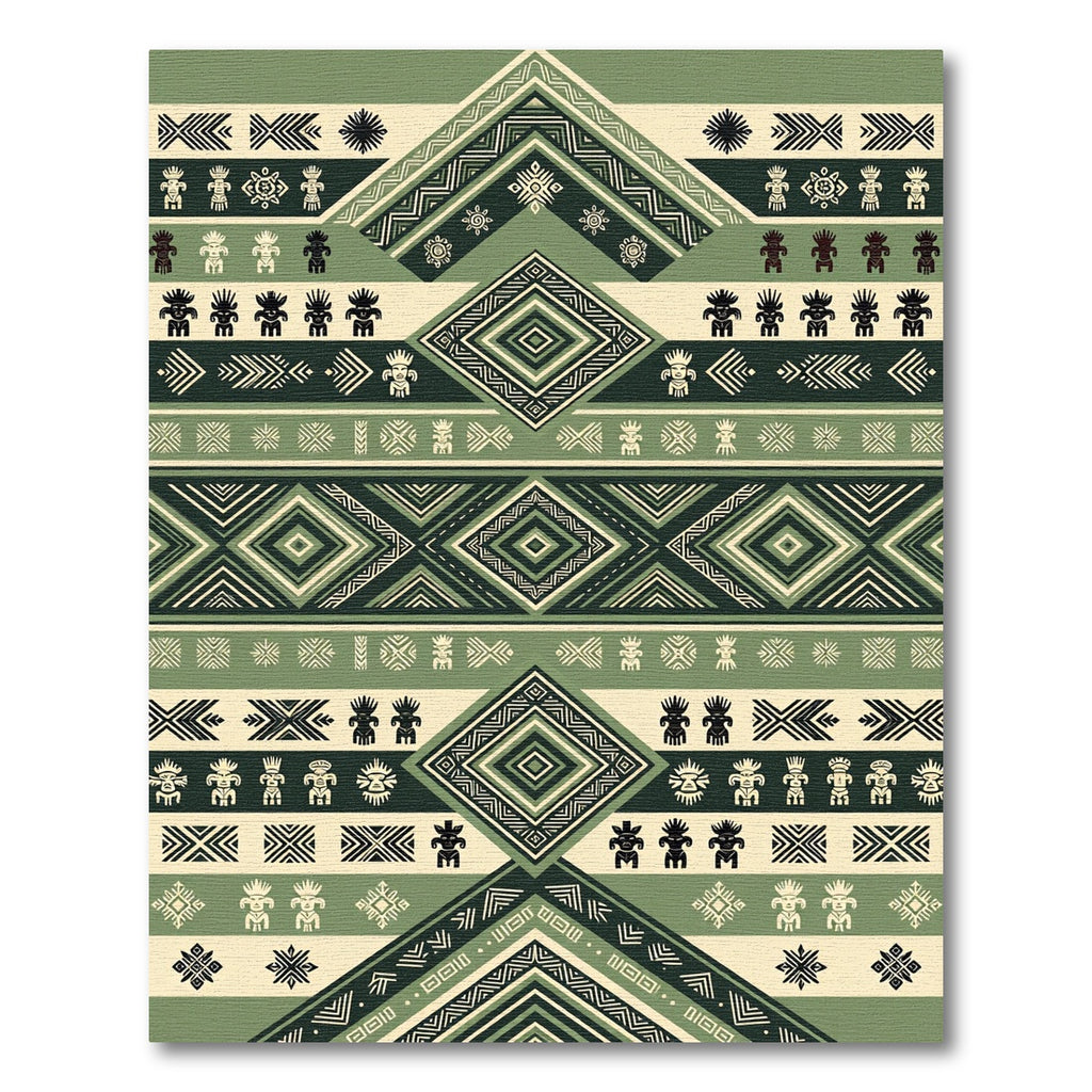 Olive Green Geometric Tribal Diamond Rug