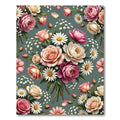 Elegant Rose and Daisy Floral Bouquet Rug