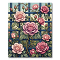 Romantic Pink Rose Trellis Garden Rug