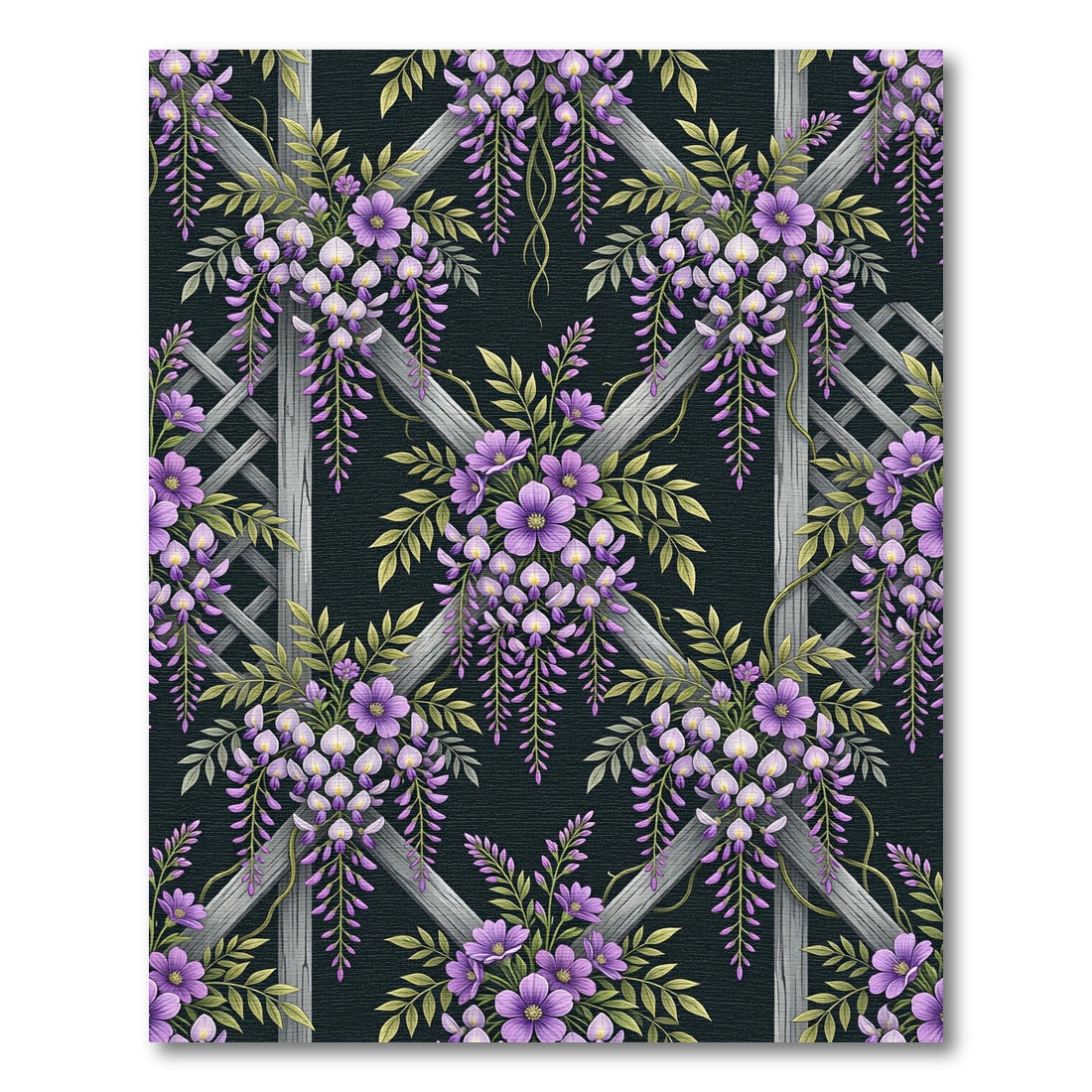 Purple Wisteria Lattice Garden Floral Rug