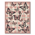 Blush Pink Gingham Butterfly Garden Rug
