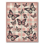 Blush Pink Gingham Butterfly Garden Rug