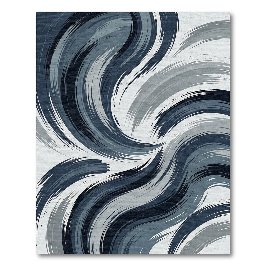 Abstract Cobalt Blue Brushstroke Swirl Rug