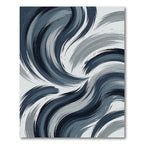 Abstract Cobalt Blue Brushstroke Swirl Rug
