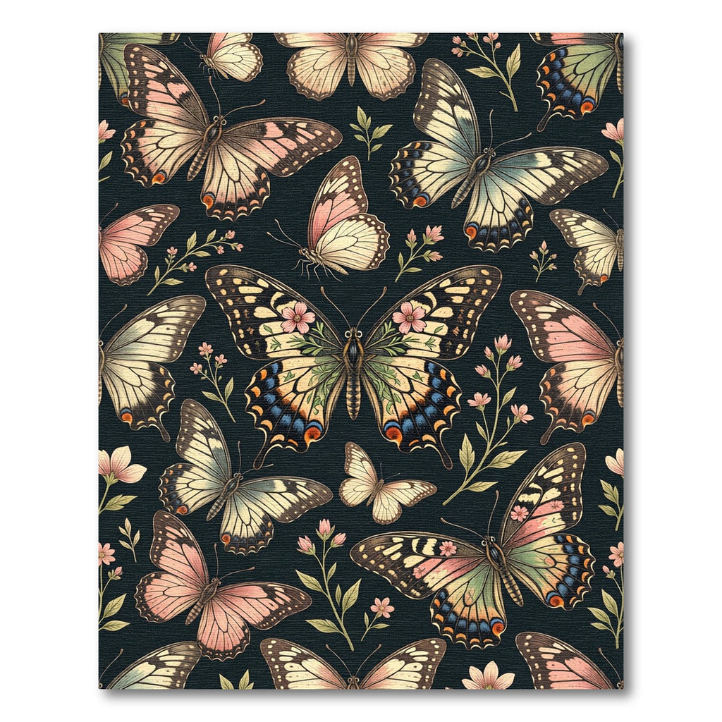 Whimsical Cream Butterfly Garden Botanical Rug
