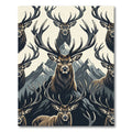 Majestic Forest Stag Mountain Silhouette Rug