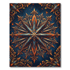 Intricate Blue Orange Star Mandala Rug