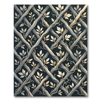 Gray Lattice Vine Botanical Rug