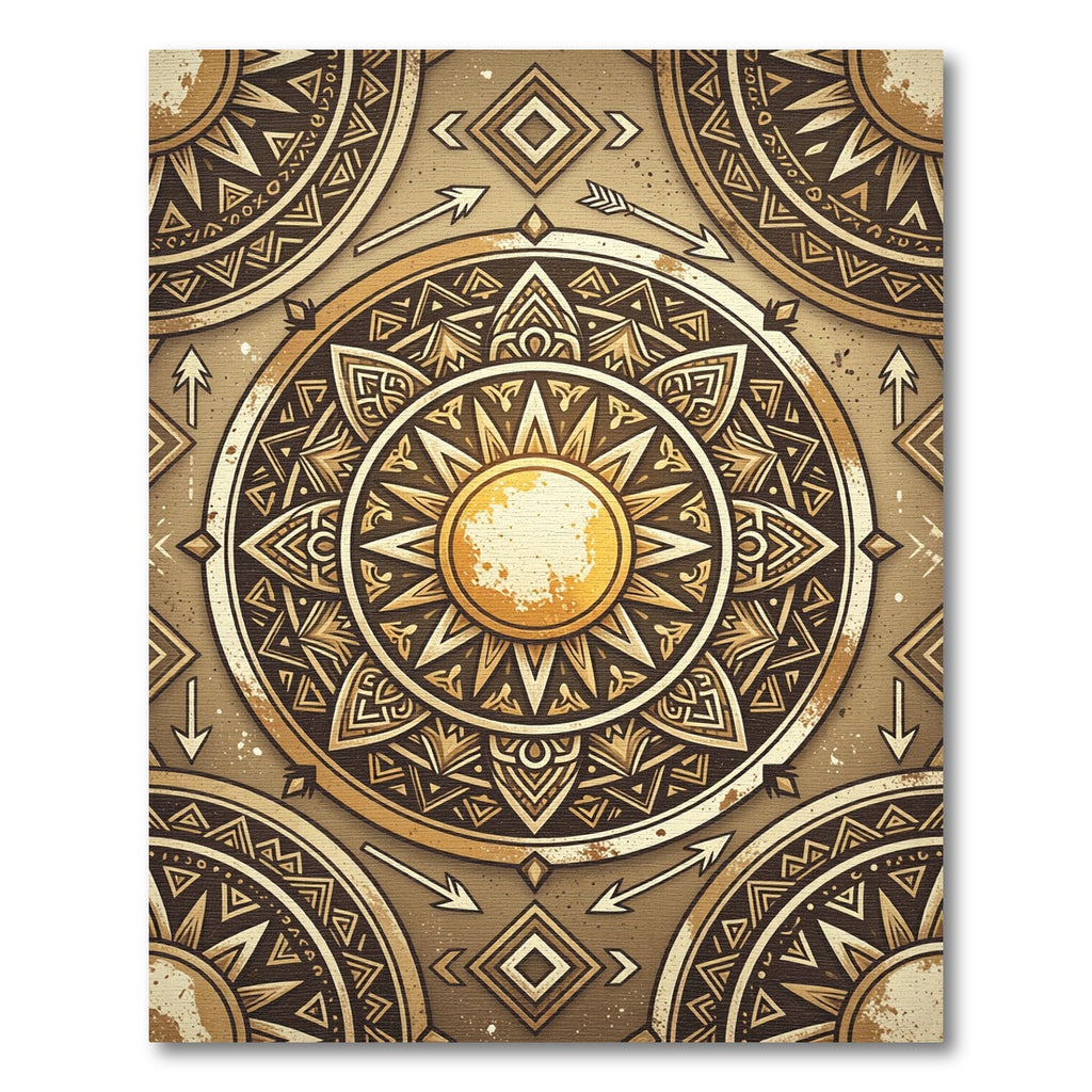 Golden Sun Tribal Mandala Rug
