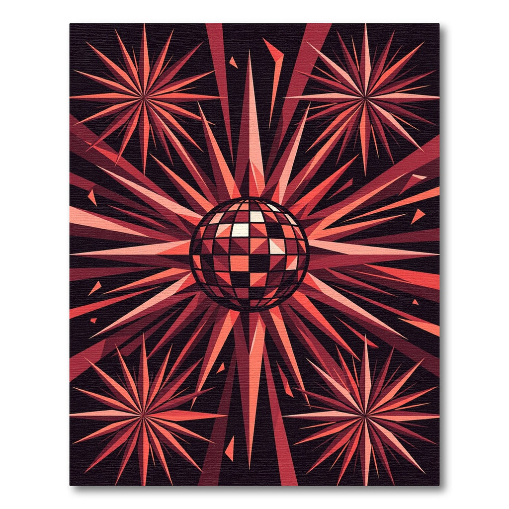 Red Disco Ball Starburst Explosion Rug