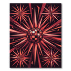 Red Disco Ball Starburst Explosion Rug