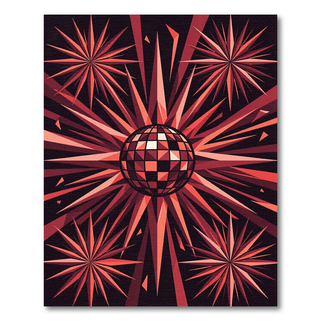 Red Disco Ball Starburst Explosion Rug