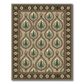 Teal Green Tree Tear Drop Border Rug