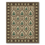 Teal Green Tree Tear Drop Border Rug