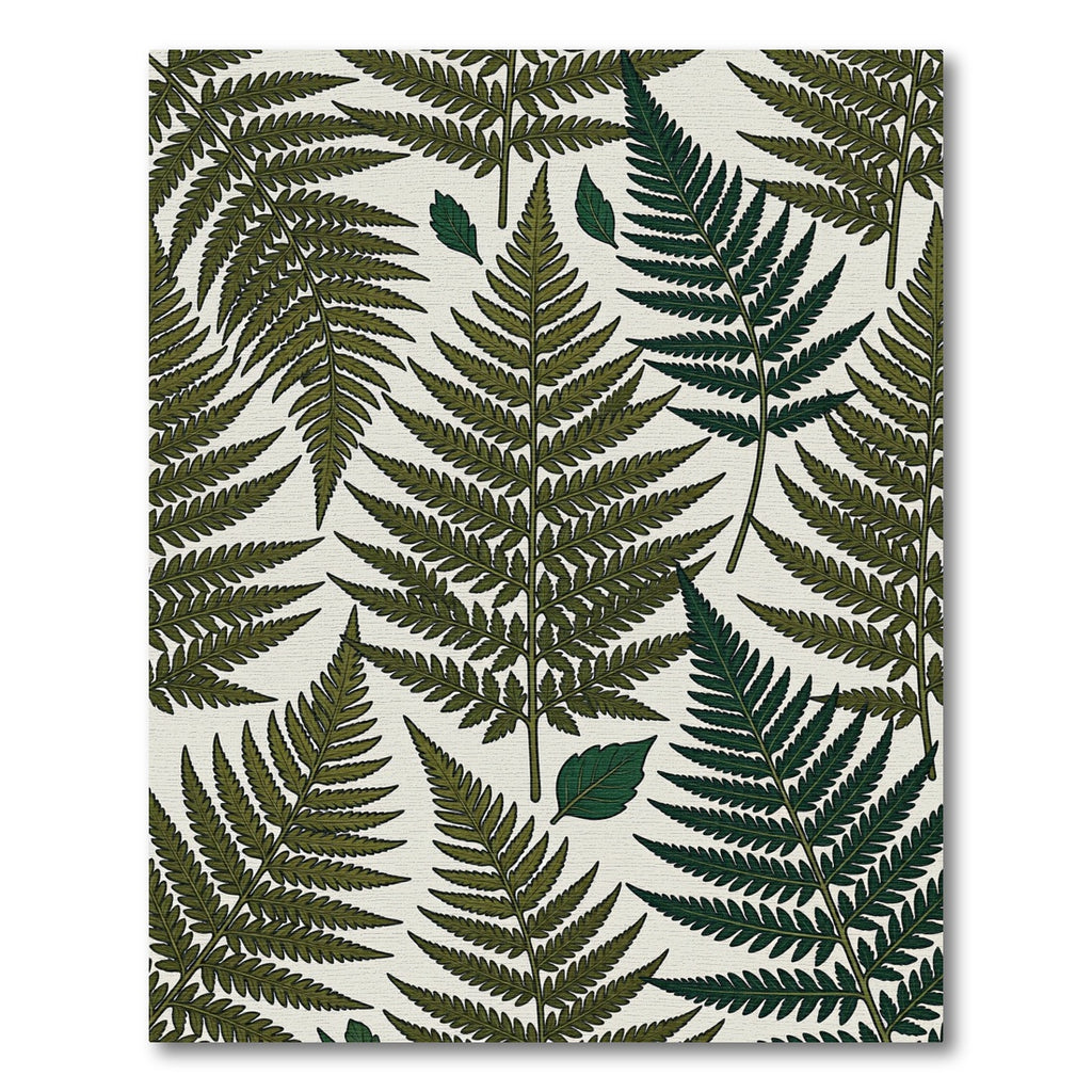 Forest Green Fern Leaf Overlay Rug