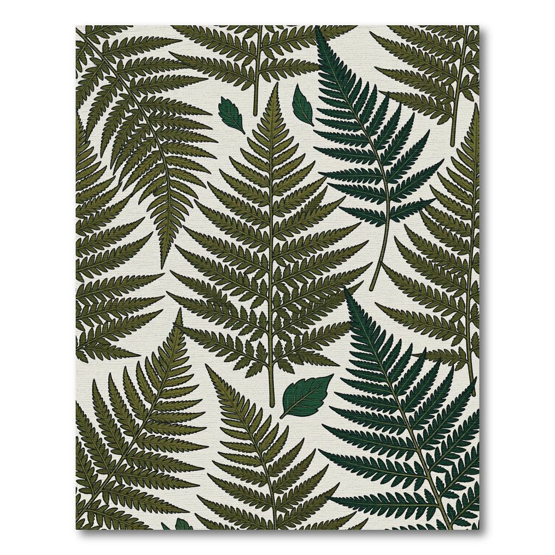 Forest Green Fern Leaf Overlay Rug