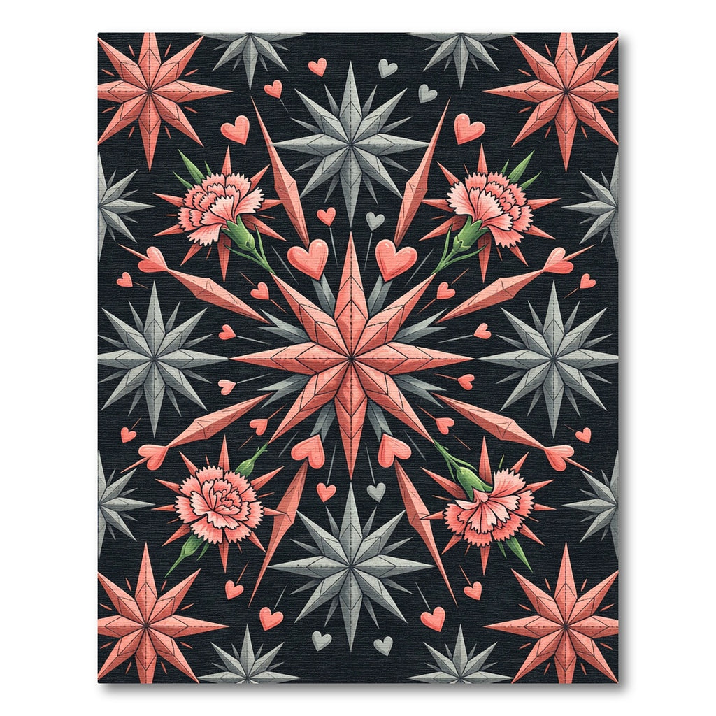 Coral Star Flower Hearts Rug