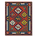 Vibrant Terracotta Animal Folk Diamond Rug