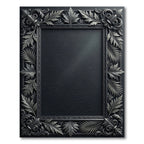 Ornate Silver Leaf Scroll Frame Rug
