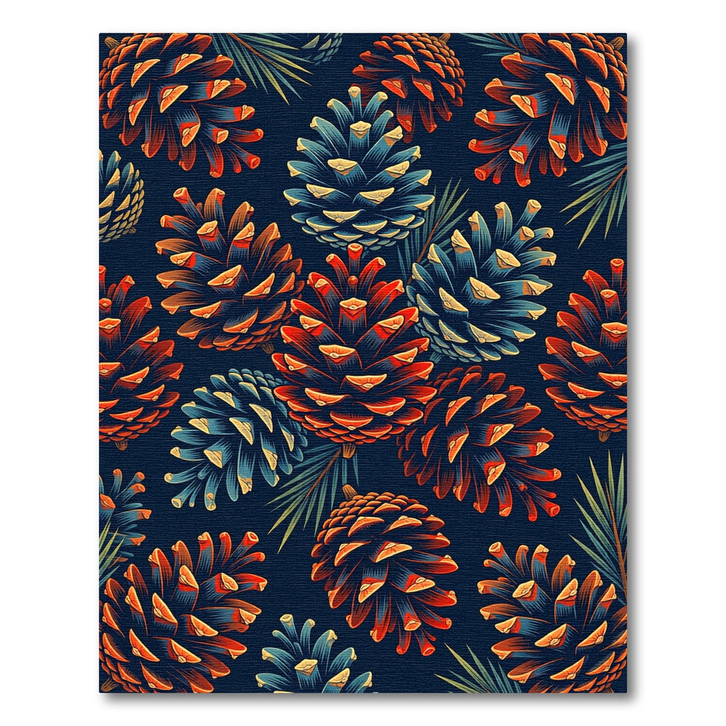 Midnight Pinecone Botanical Forest Art Rug