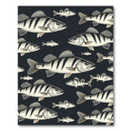 Monochromatic Striped Perch Fish Illustration Rug