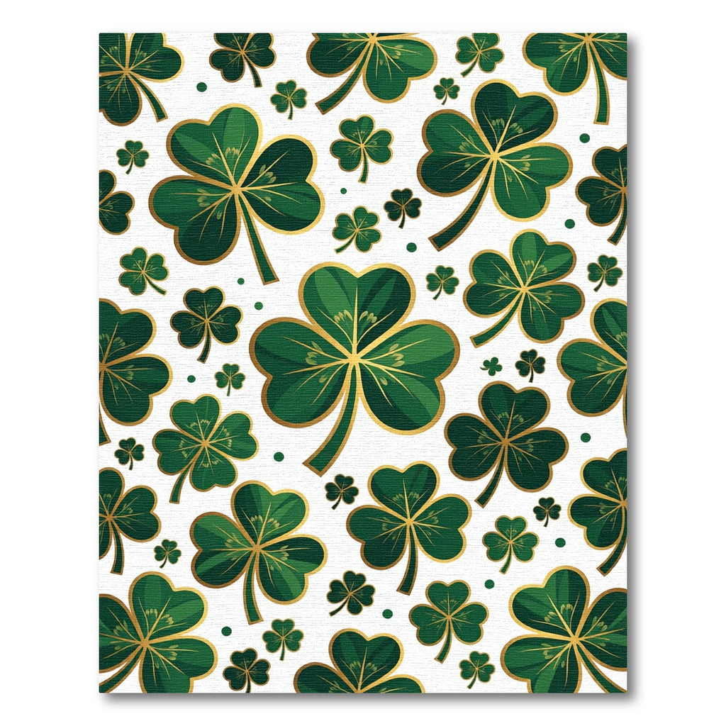 Golden Emerald Shamrock Clover Botanical Rug
