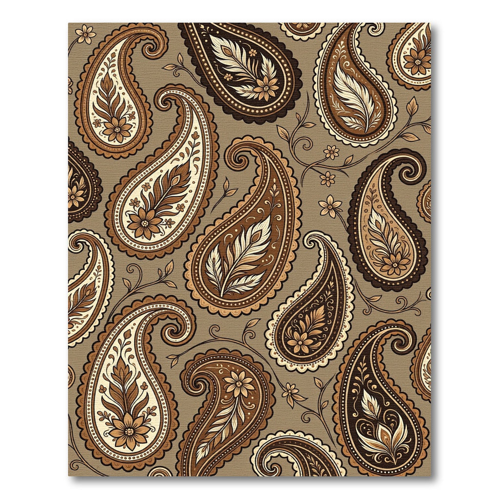 Elegant Chocolate Brown Paisley Floral Rug