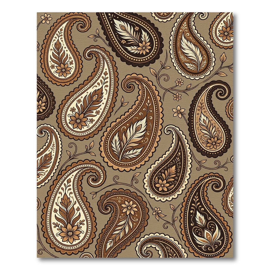 Elegant Chocolate Brown Paisley Floral Rug