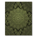 Olive Green Ornate Floral Damask Rug