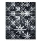 Monochrome Botanical Snowflake Grid Rug