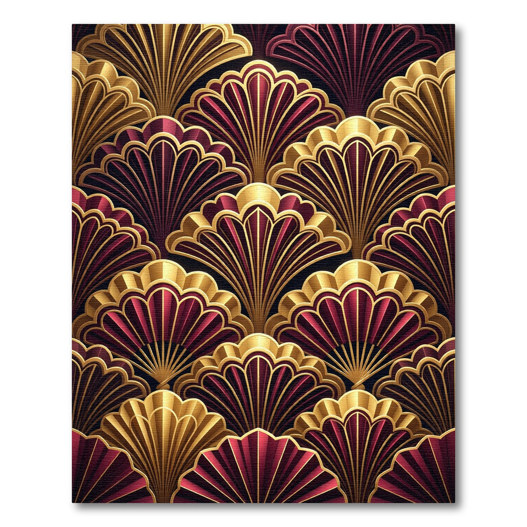 Art Deco Golden Velvet Fan Rug