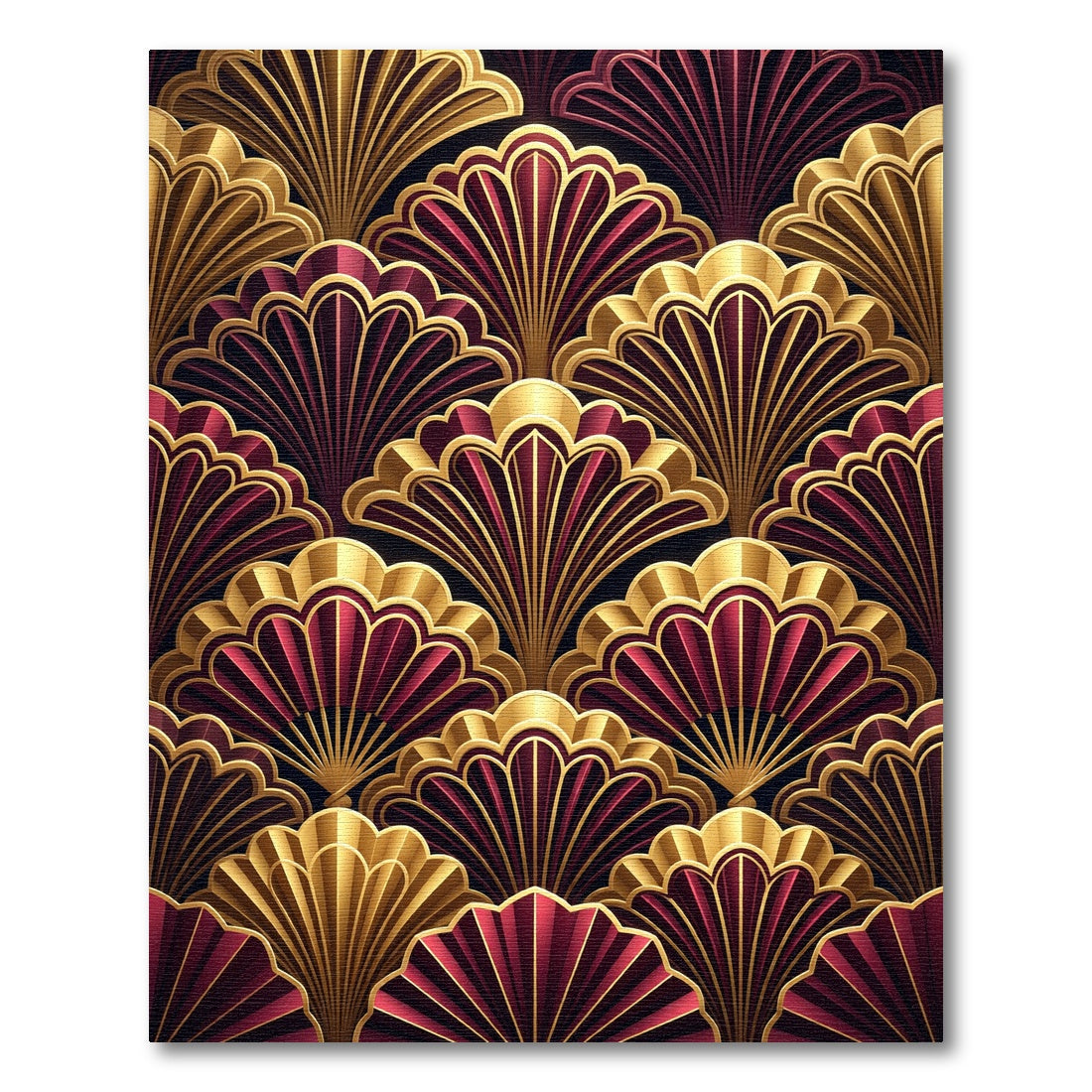 Art Deco Golden Velvet Fan Rug
