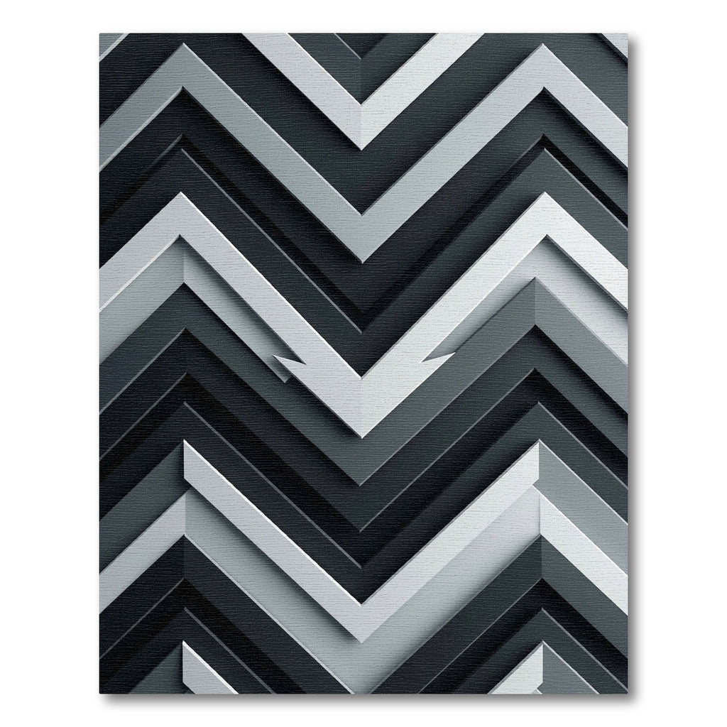 Modern Grayscale Chevron Layers Rug