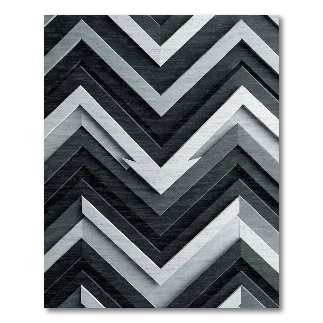 Modern Grayscale Chevron Layers Rug