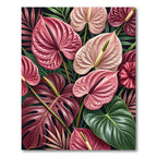 Pink Anthurium Tropical Foliage Rug
